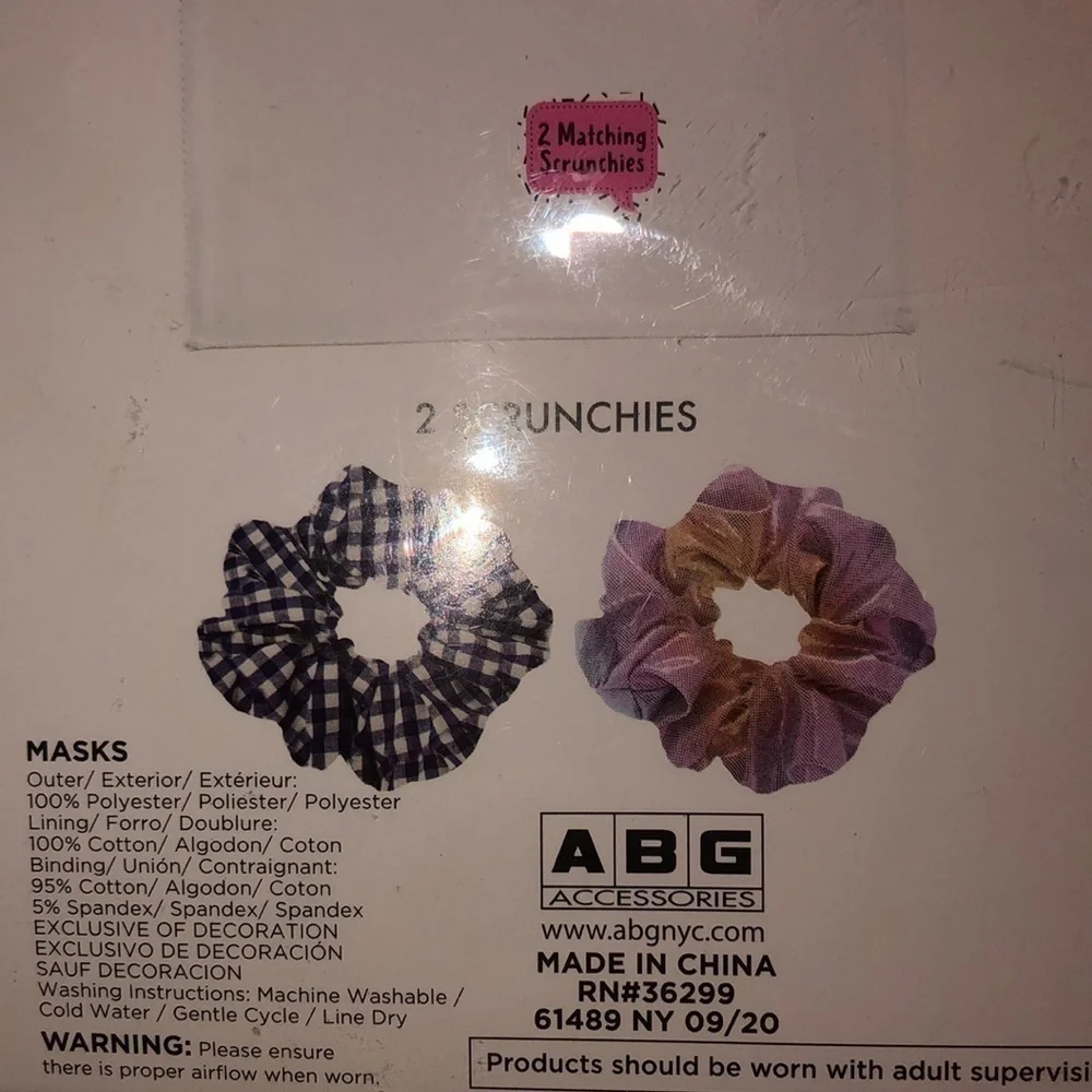 Addie & tate Washable Kids Face Mask and scrunchies with reusable pouch